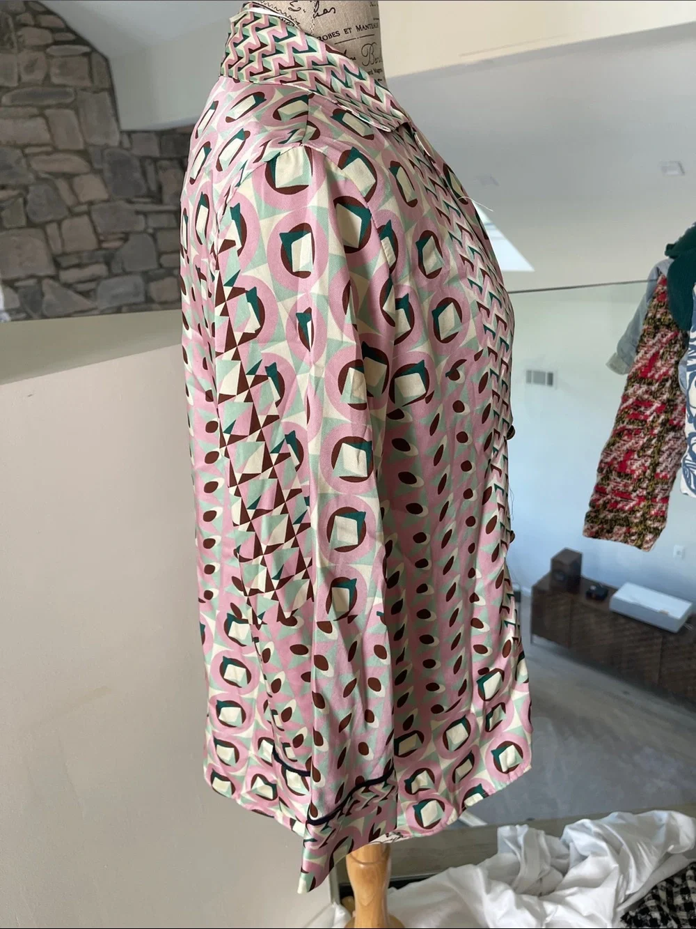 Zara Pink Geometric Double-Breasted Blazer